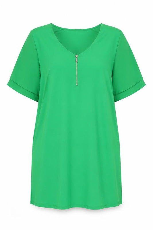 Next Women Green UK 16 Shift Dress Kimono Sleeve V-Neck Zip