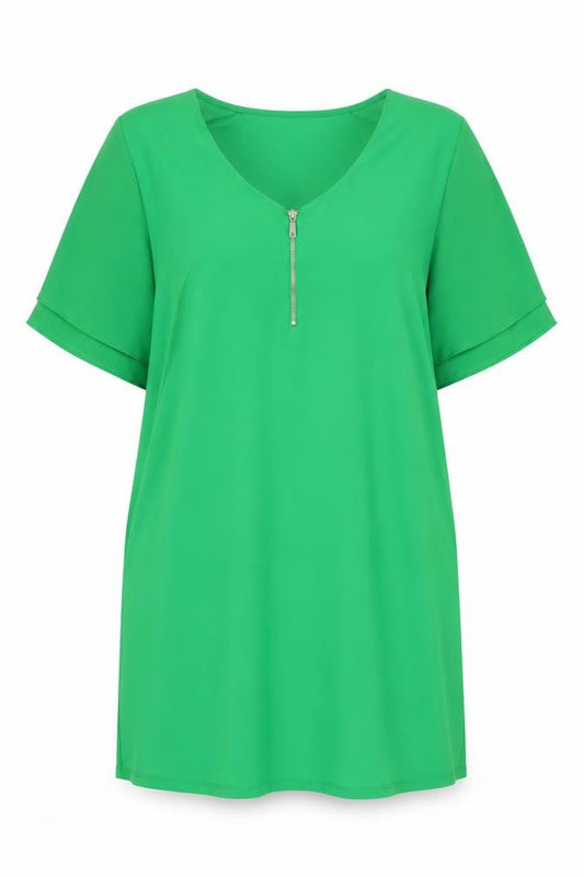 Next Women Green UK 16 Shift Dress Kimono Sleeve V-Neck Zip