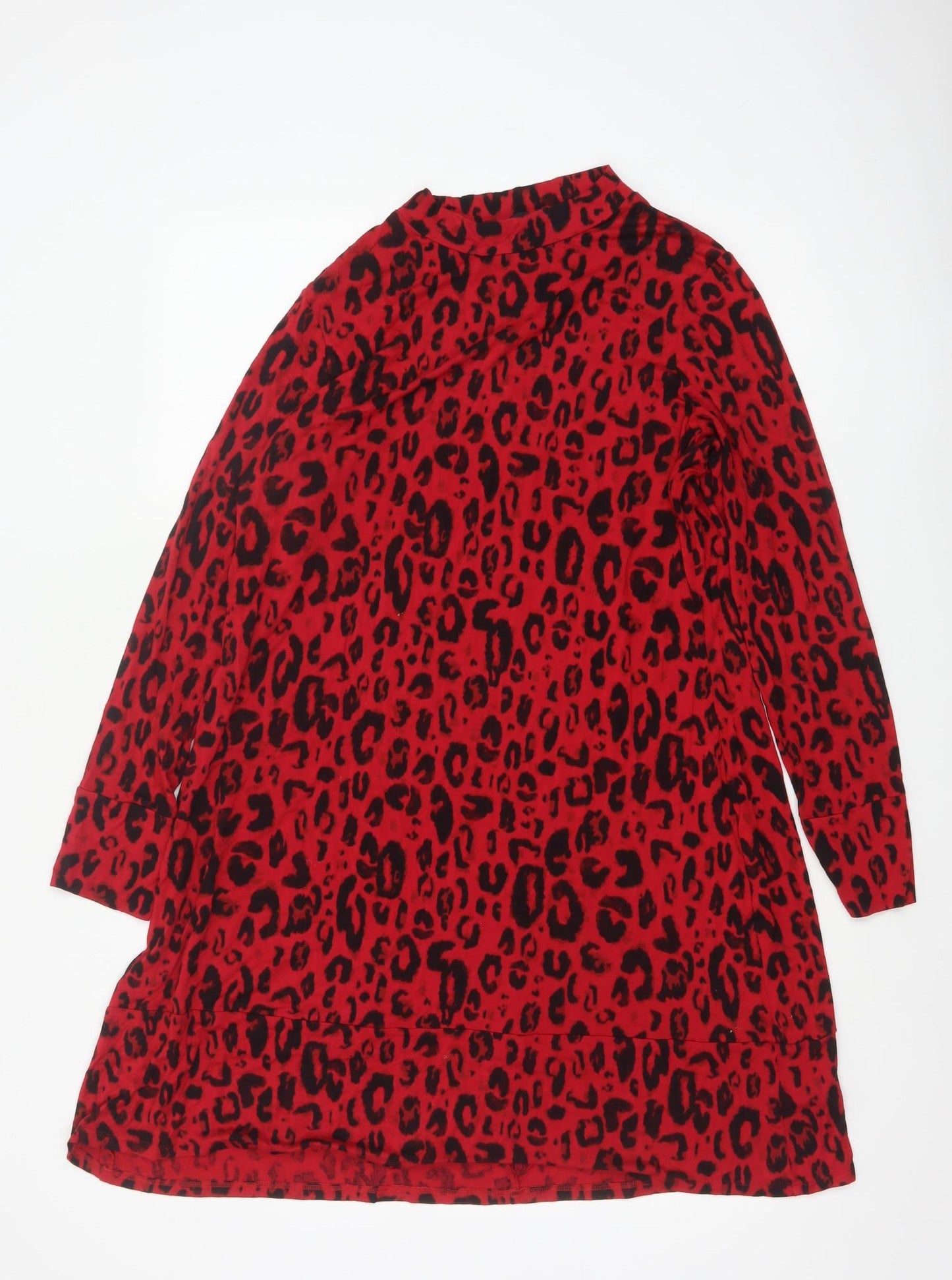 M&S Women’s Red Leopard Print Fit & Flare Jersey Dress UK 14