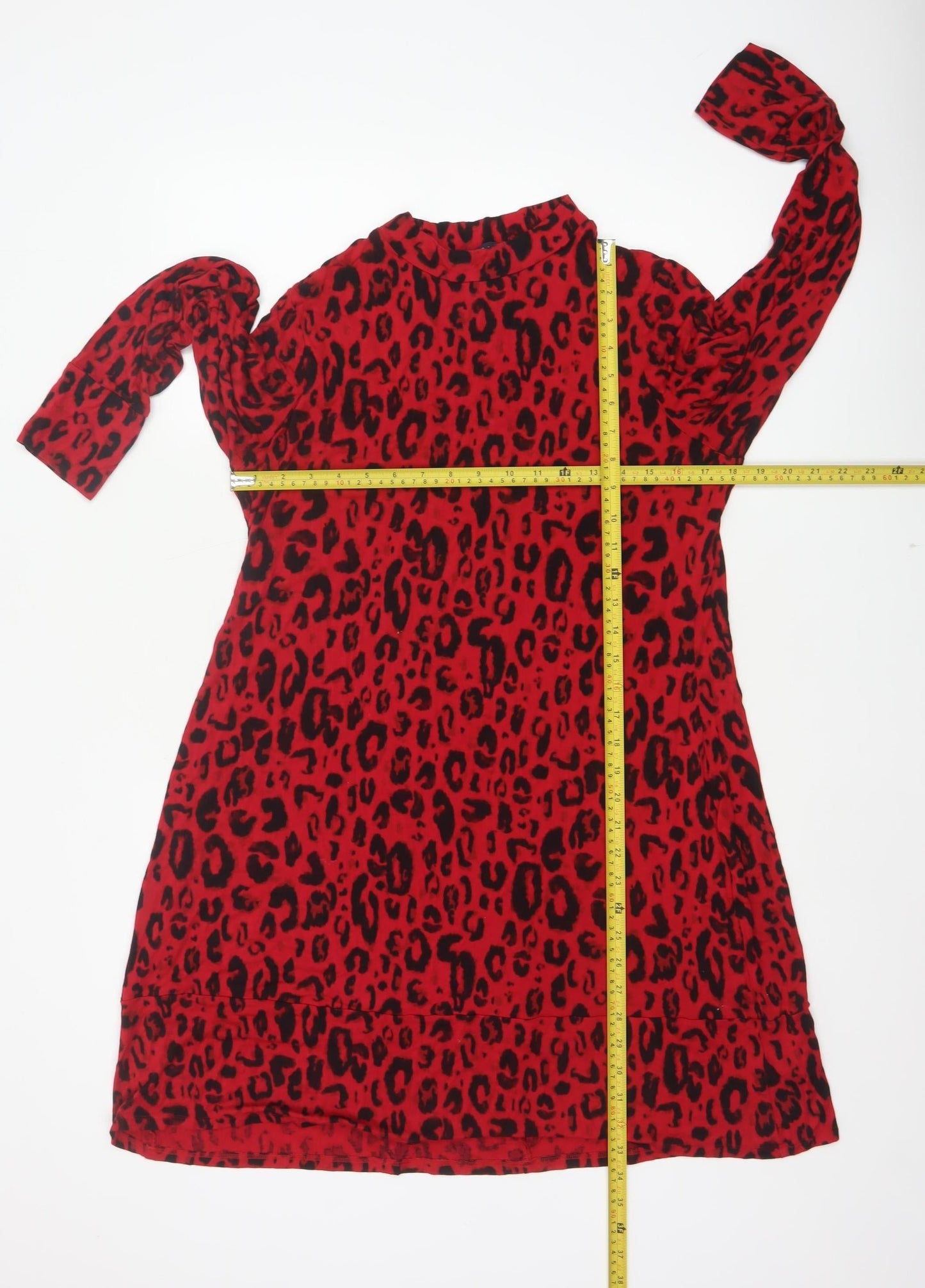 M&S Women’s Red Leopard Print Fit & Flare Jersey Dress UK 14