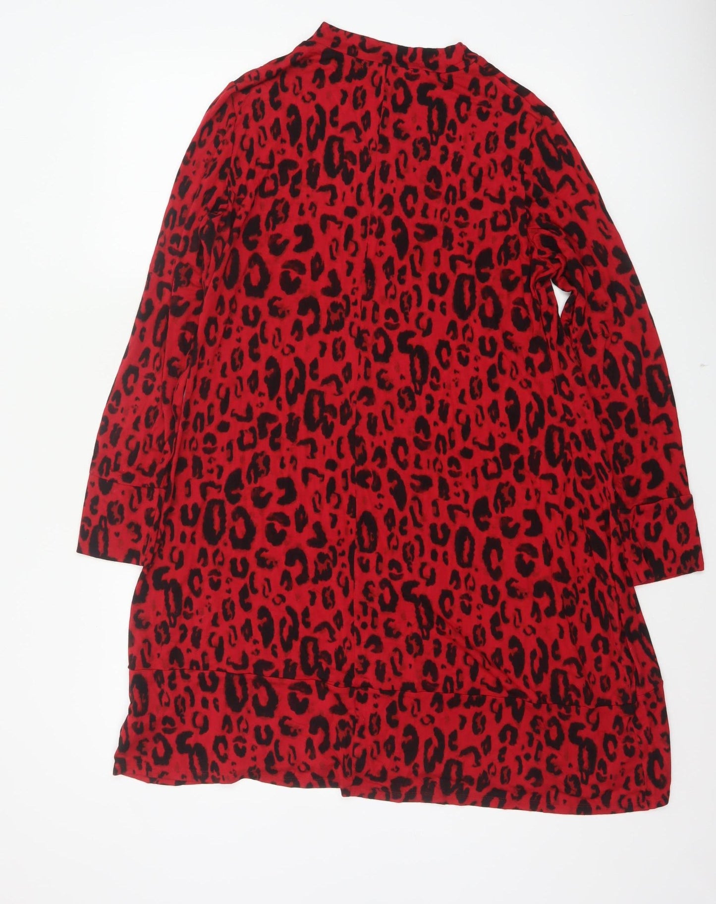M&S Women’s Red Leopard Print Fit & Flare Jersey Dress UK 14