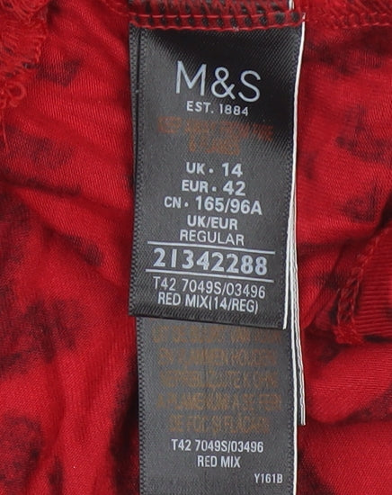 M&S Women’s Red Leopard Print Fit & Flare Jersey Dress UK 14