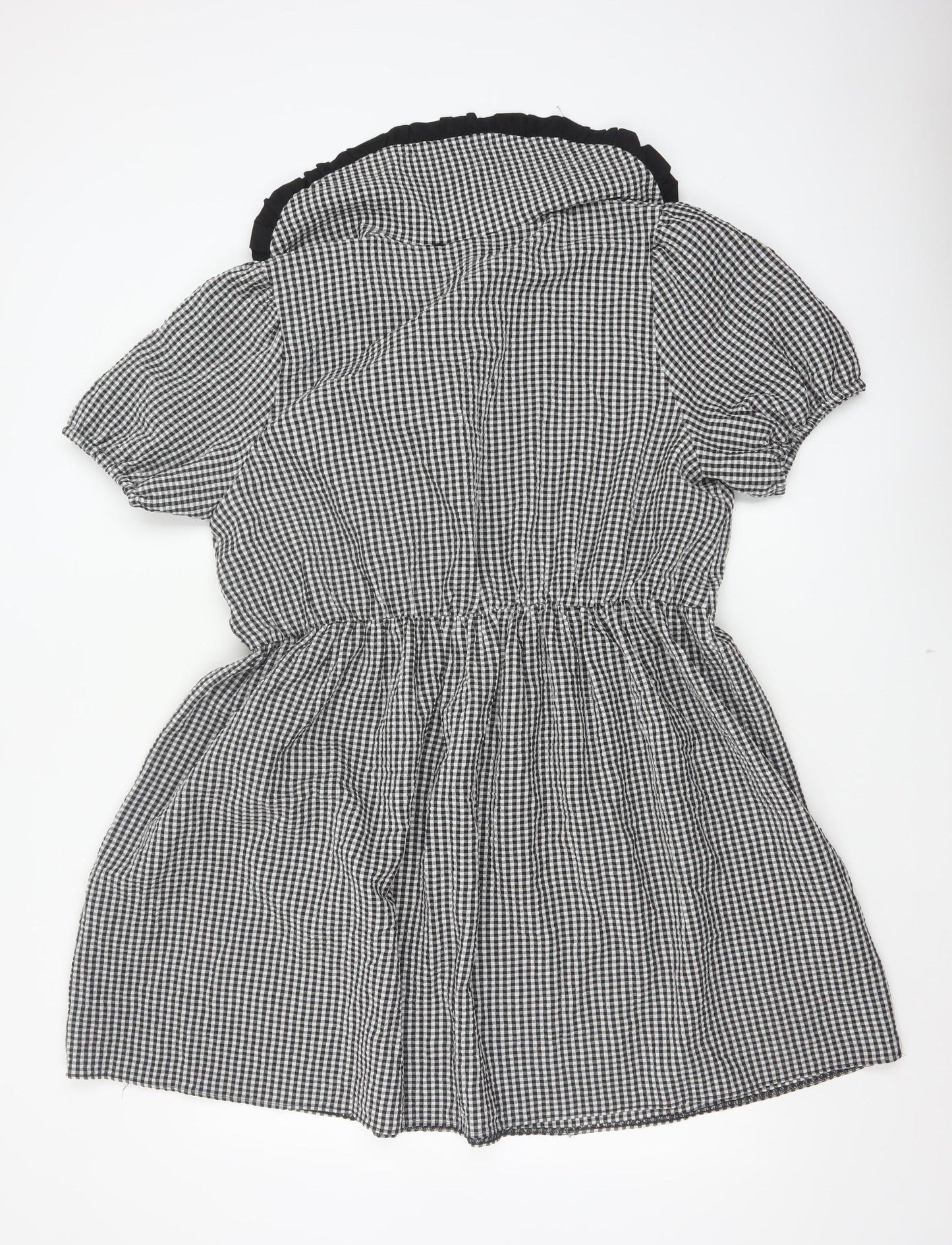 New Look Women’s Black White Gingham Fit & Flare Dress UK 18