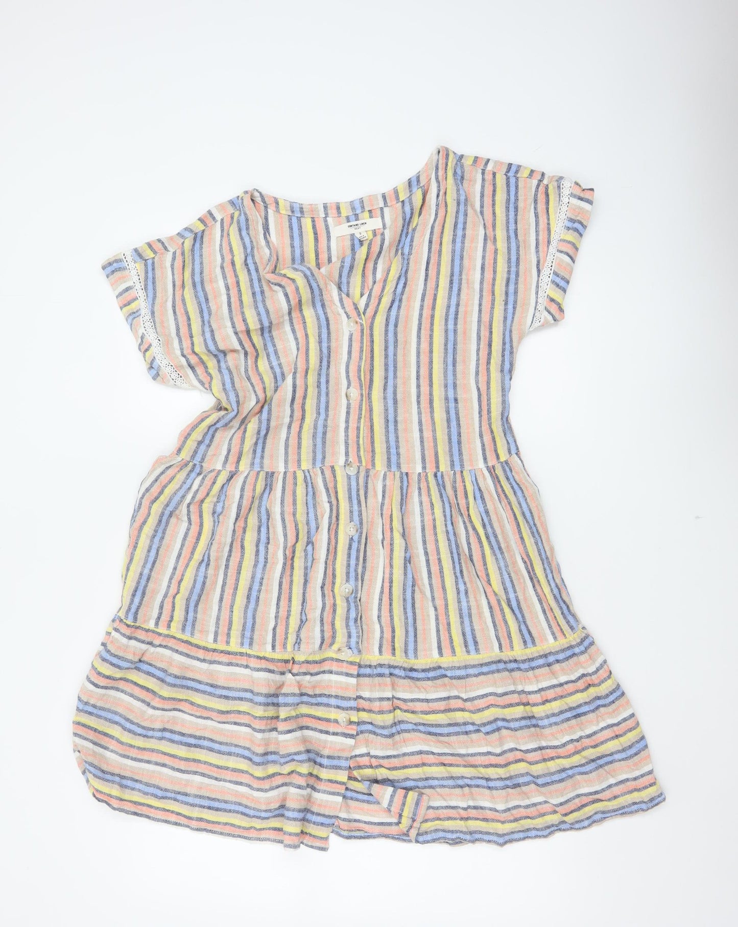 Next Women’s Multicoloured Striped S Fit & Flare Button Mini Dress