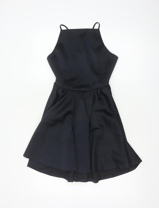 Zara Women Black XS Fit & Flare Hi-Low Strappy Party Dress