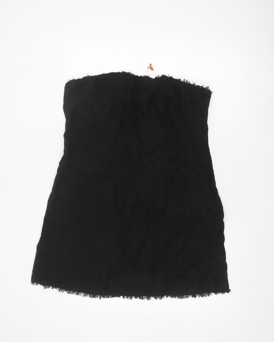 Marks and Spencer Women Black Size 16 Linen Strapless A-Line Mini Dress