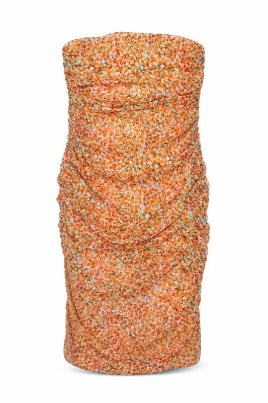 Pretty Lavish Women Multicoloured UK 10 Strapless Ruched Floral Midi Dress
