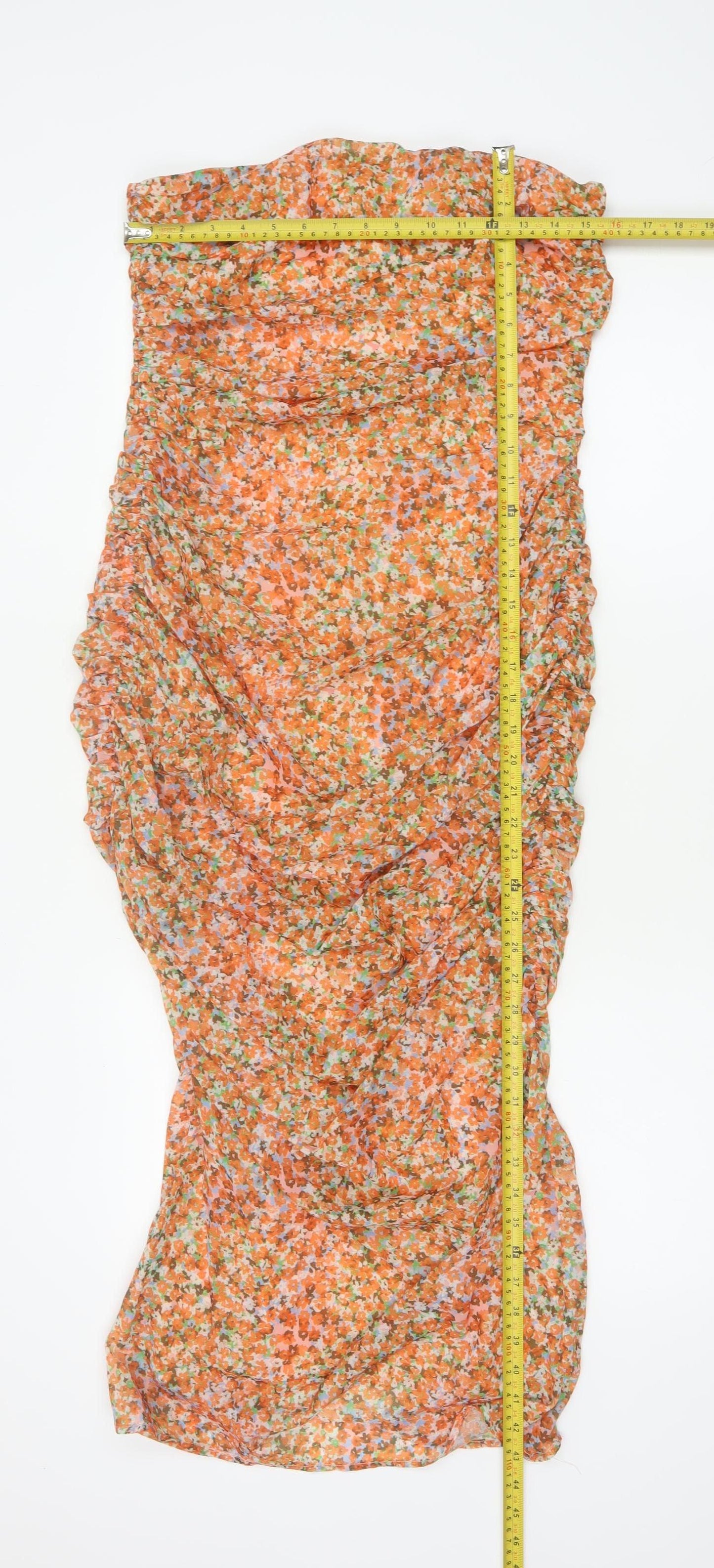 Pretty Lavish Women Multicoloured UK 10 Strapless Ruched Floral Midi Dress