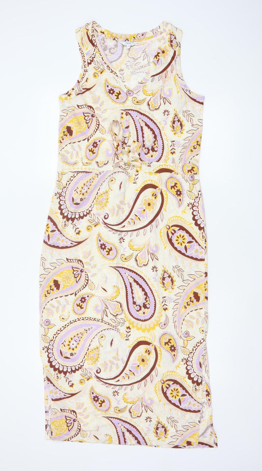 Next Women Multicoloured UK 10 Paisley Cotton Sleeveless Sheath Dress