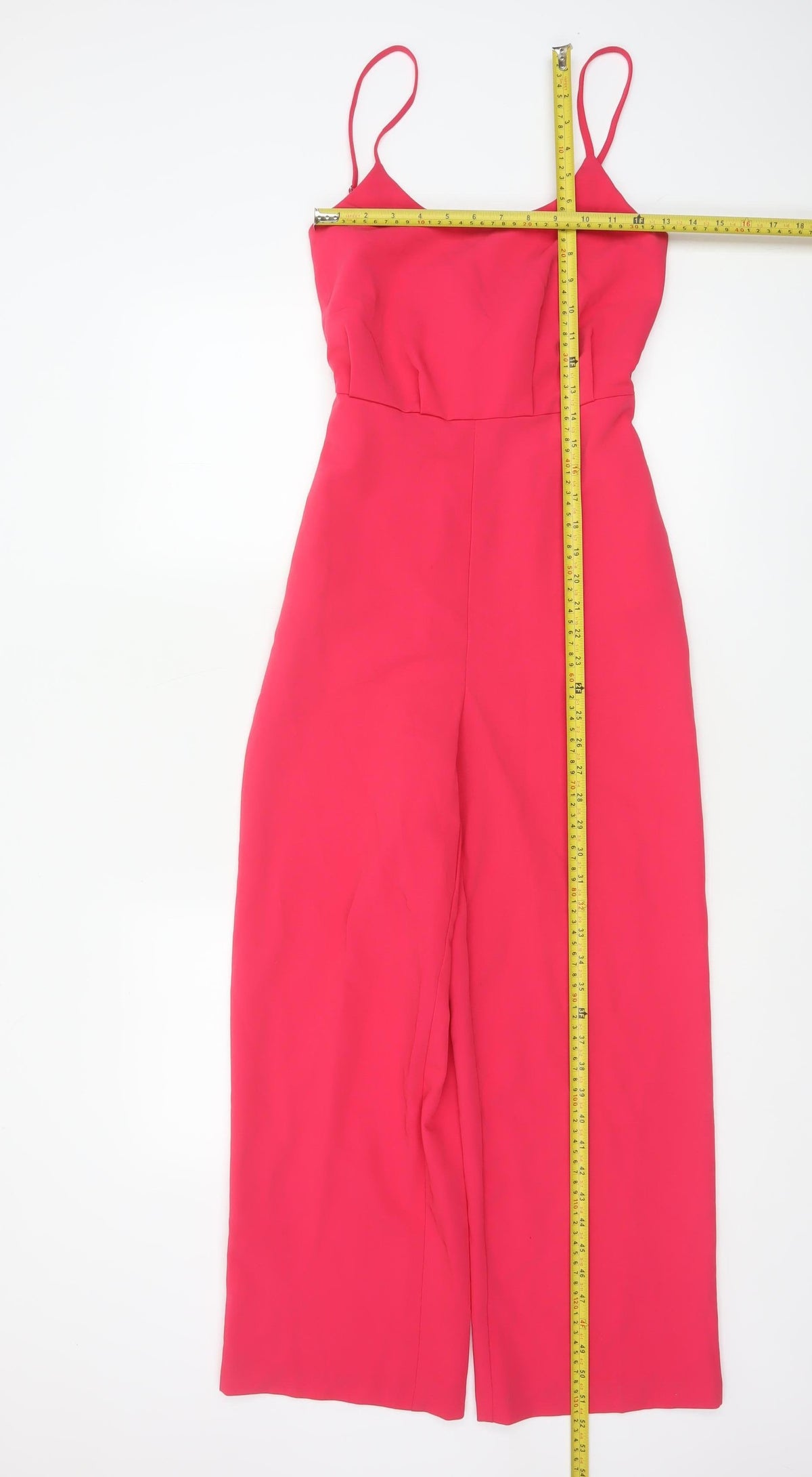 Back view of Only Women Pink UK 6 Wide-Leg Belted Strappy Jumpsuit Party