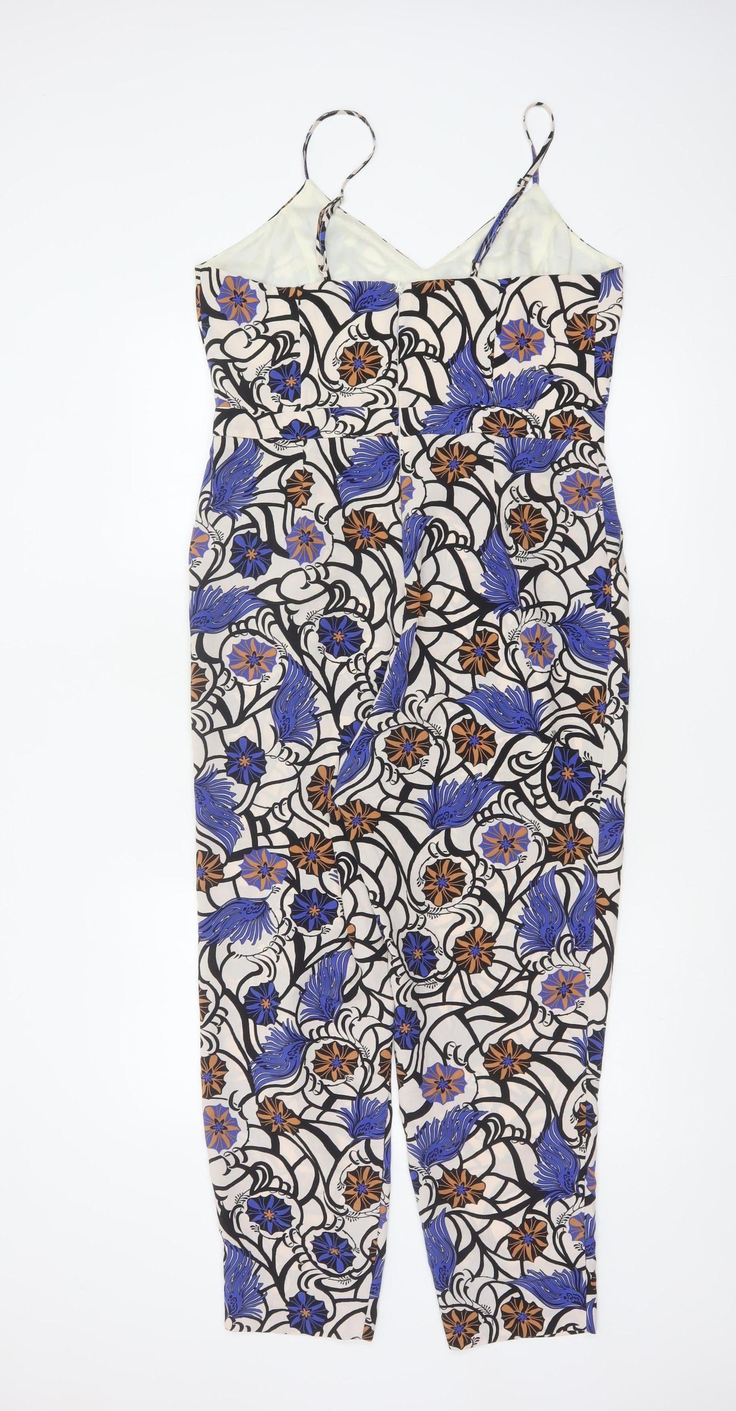 River Island Women’s Multicoloured Floral Jumpsuit UK 14 V-Neck