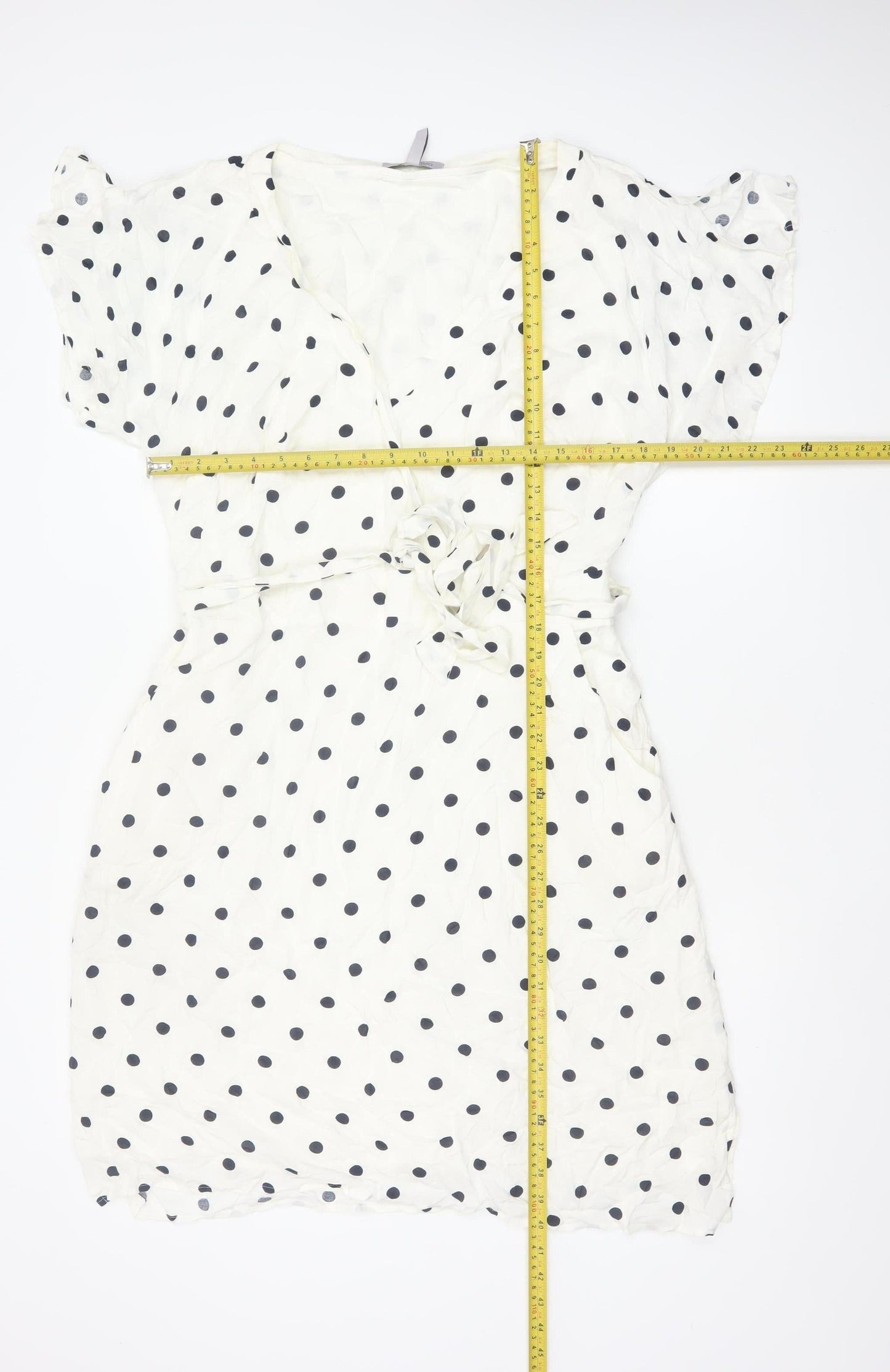 Bravissimo Women Ivory Polka Dot Wrap Midi Dress UK 18 Viscose