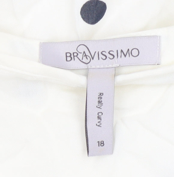 Bravissimo Women Ivory Polka Dot Wrap Midi Dress UK 18 Viscose