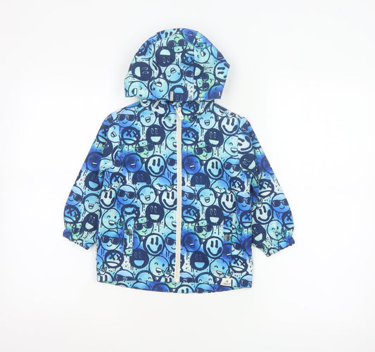Next Boys Blue Cartoon Print Hooded Full Zip Jacket 2-3 Years