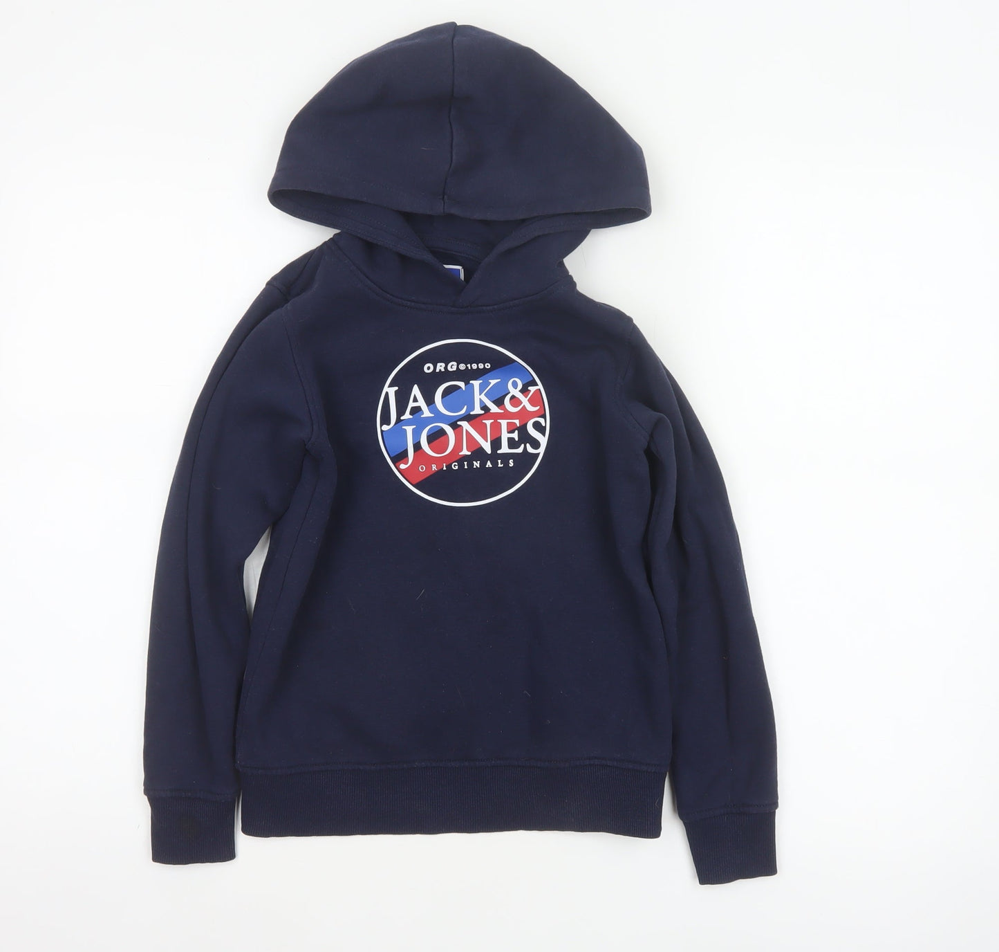 Jack & Jones Boys Navy 9-10 Years Pullover Logo Hoodie Cotton Blend