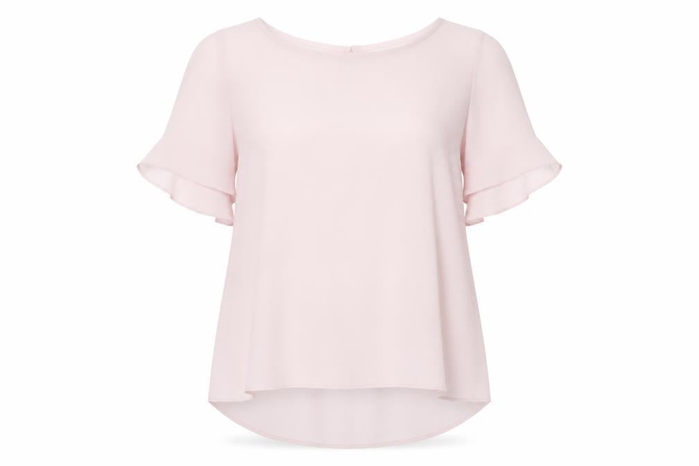 Front view of Dorothy Perkins Women’s Pink UK 14 Tunic Blouse Flutter Sleeves