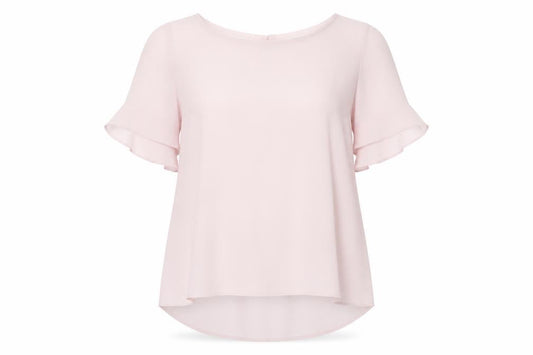 Front view of Dorothy Perkins Women’s Pink UK 14 Tunic Blouse Flutter Sleeves