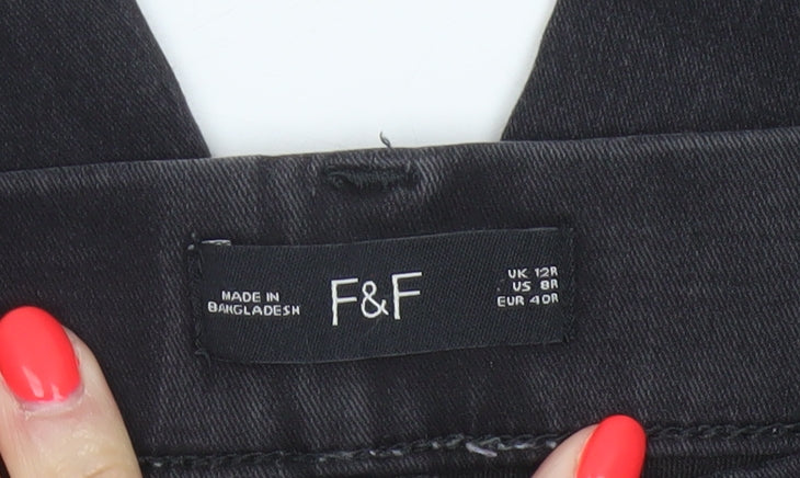 F&F Women’s Black Skinny Stretch Jeans UK 12 Regular 5 Pocket