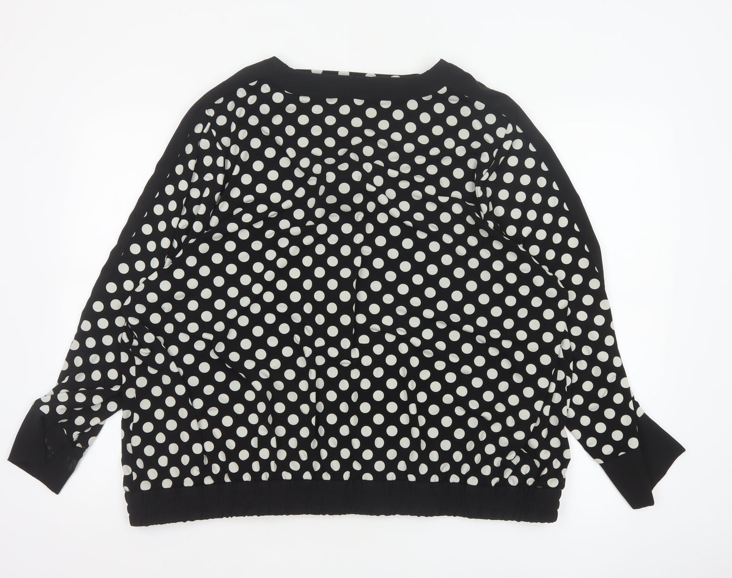 Next Women Black UK 20 Polka Dot V-Neck Open Front Long Sleeve Blouse