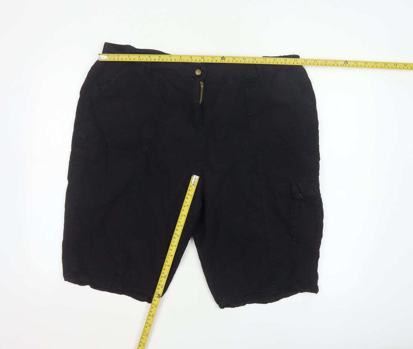 labelBe Women’s Black UK 22 Cotton Cargo Shorts Pockets