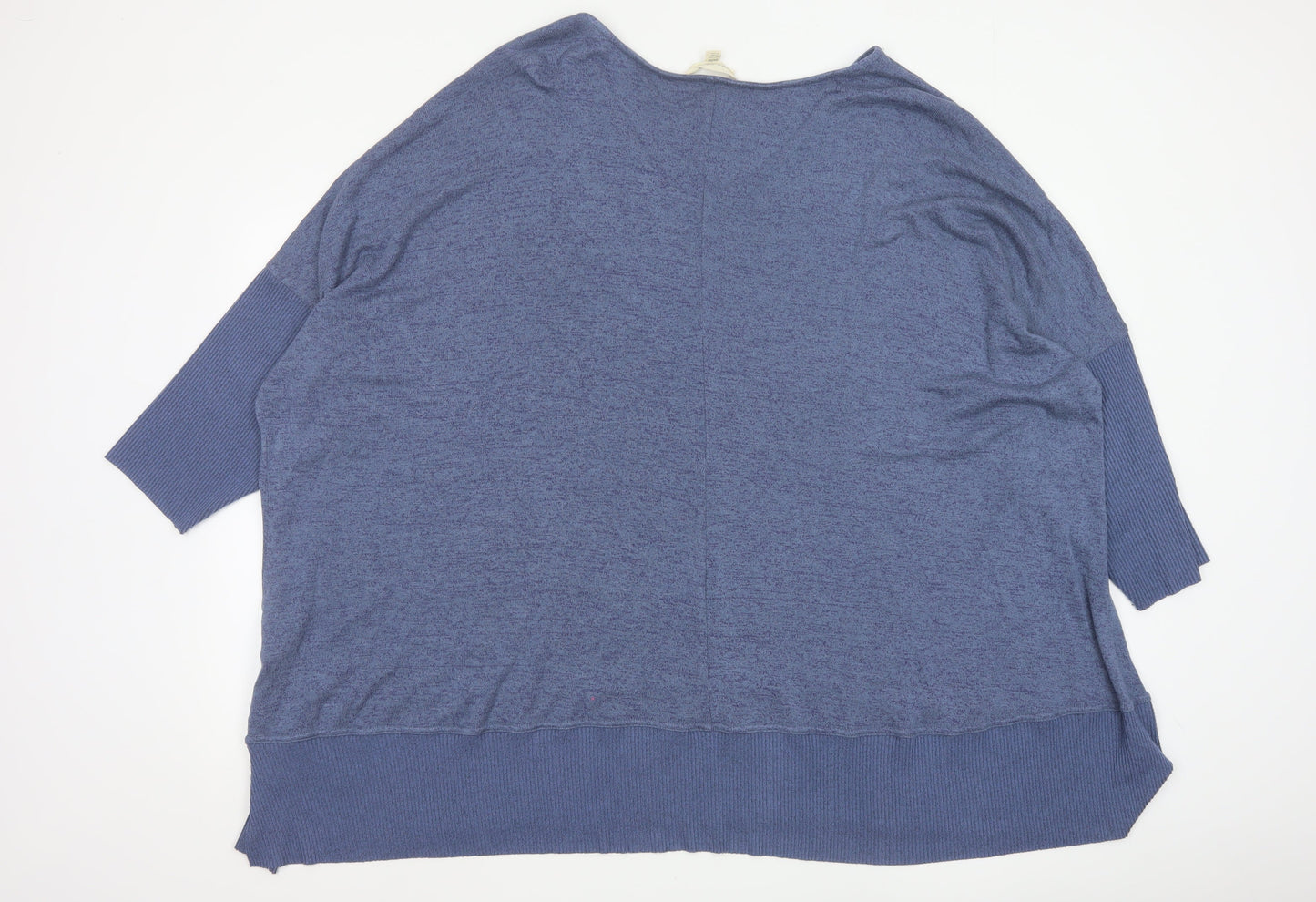 Aveology Women Blue Plus Size 34 Relaxed V-Neck Tunic Top