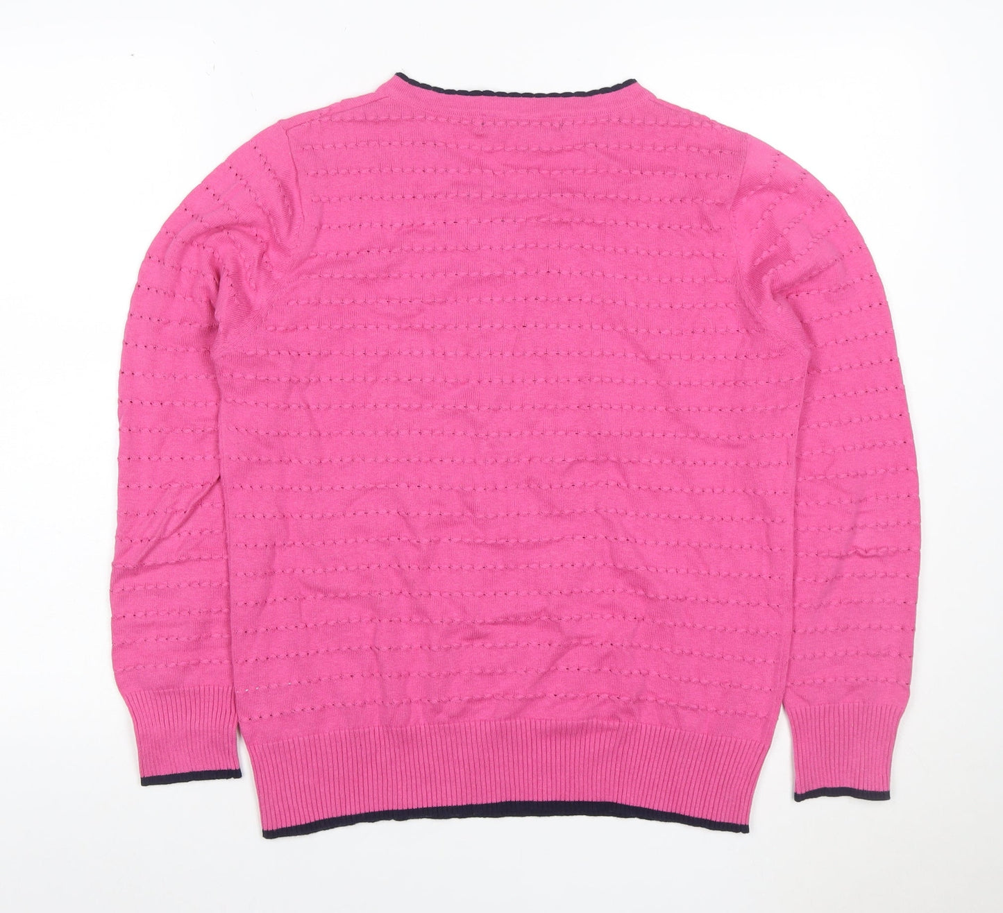Jessica Graaf Women Pink Cotton V-Neck Open Knit Jumper Size M