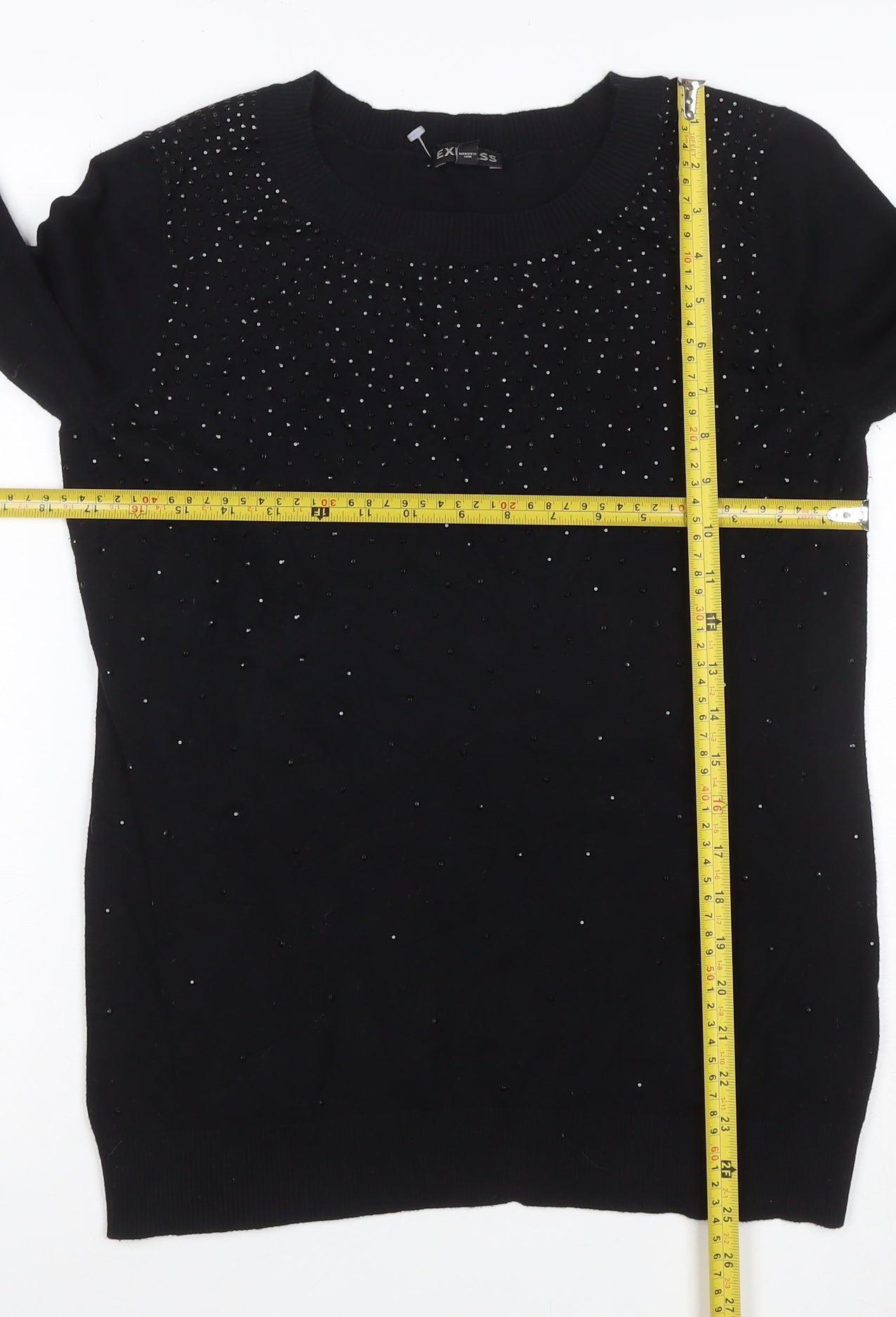 Express Women’s Black L Rhinestone Crew Neck Knit Jumper