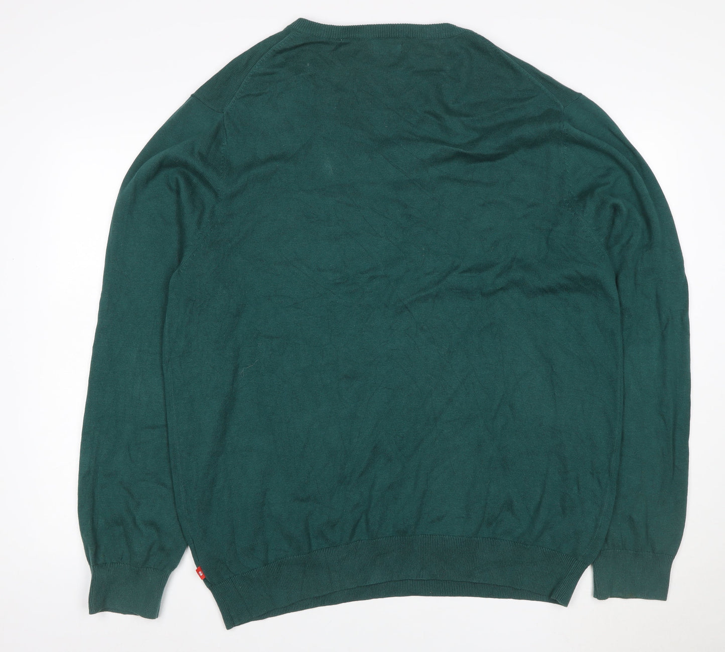IZOD Men’s Green XL V-Neck Cotton Knit Pullover Jumper Logo