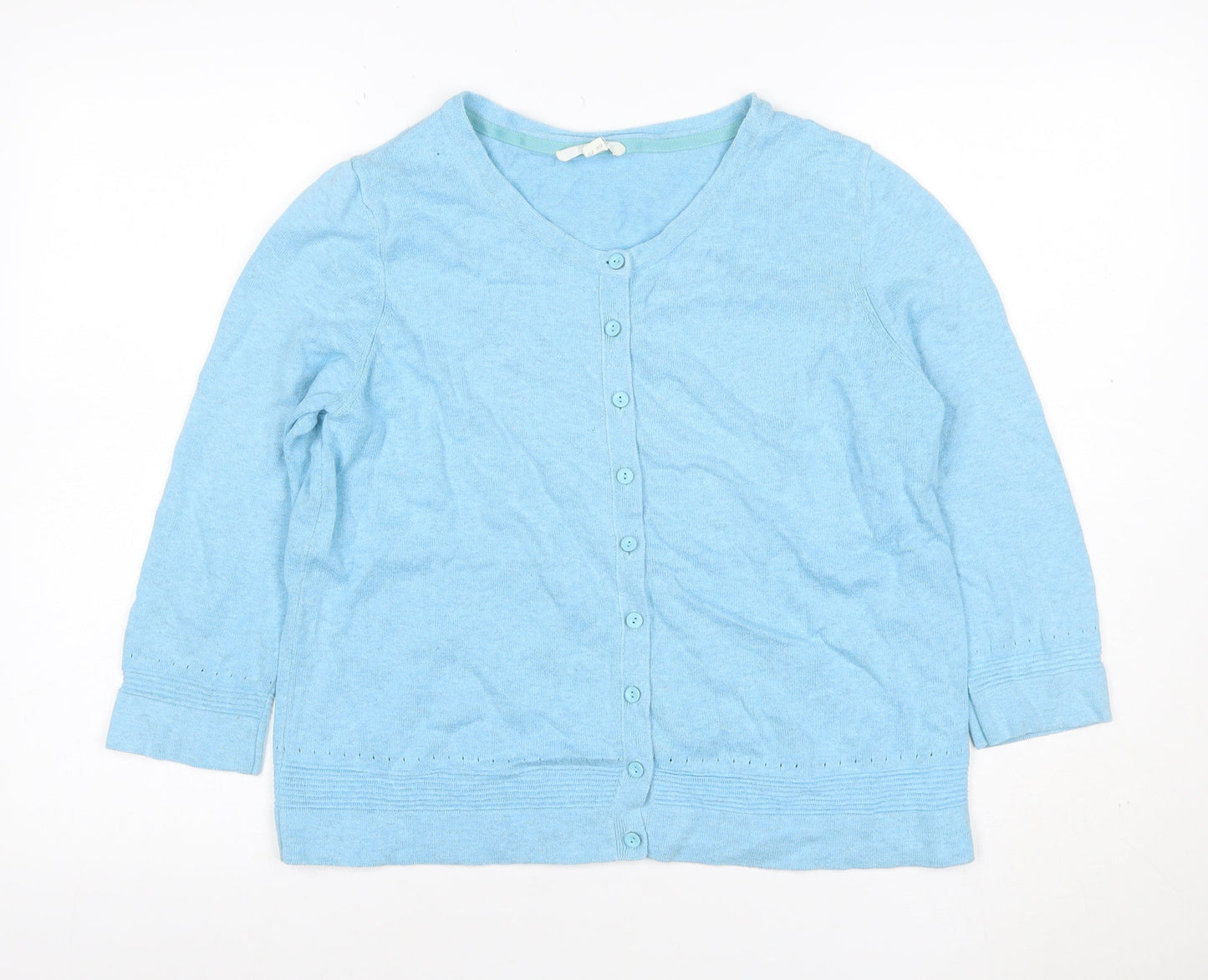 White Stuff Women Blue UK 12 Cotton Knit Button Cardigan