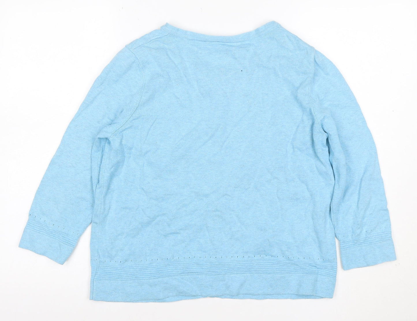 White Stuff Women Blue UK 12 Cotton Knit Button Cardigan