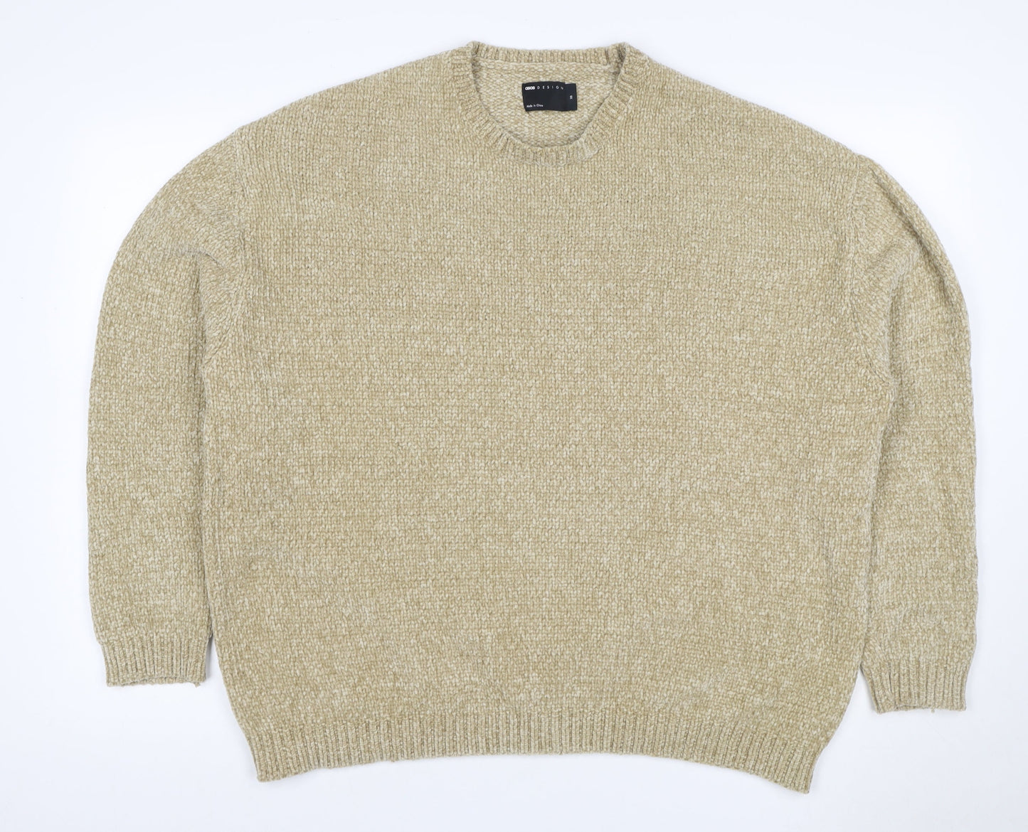ASOS Design Men’s Beige XS Chunky Knit Crew Neck Pullover Jumper