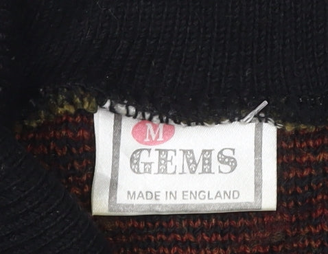 Gems Men’s Multicoloured M Henley Geometric Acrylic Knit Jumper Vintage