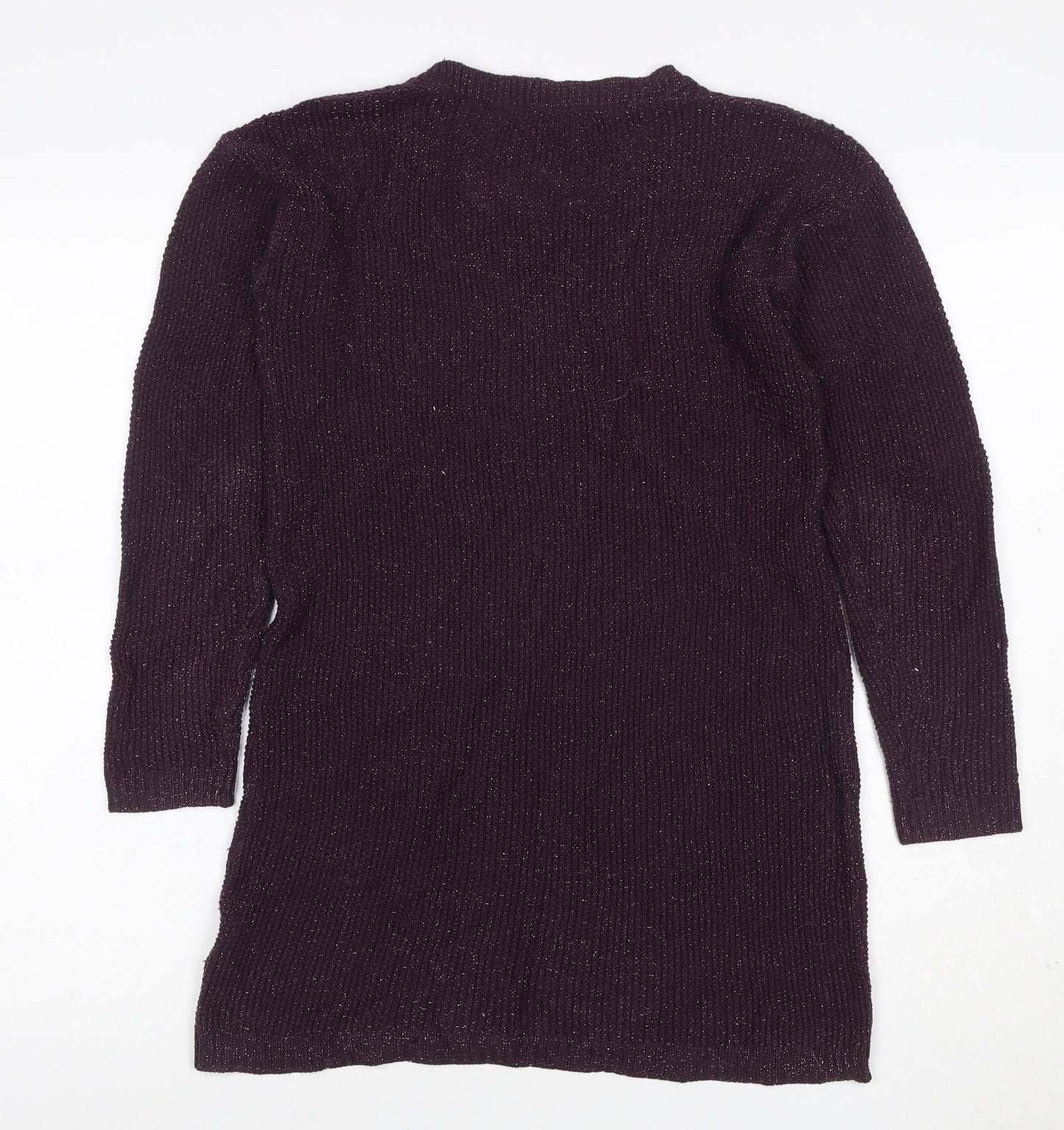 Marks & Spencer Women Purple Glitter Knit Tunic Jumper UK 8