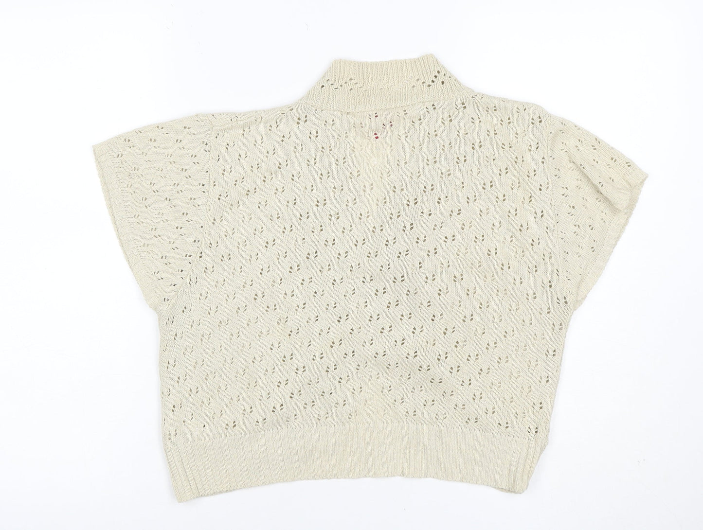 Glamorsa Women Ivory UK 20 Open Knit Wrap Cardigan Short Sleeve