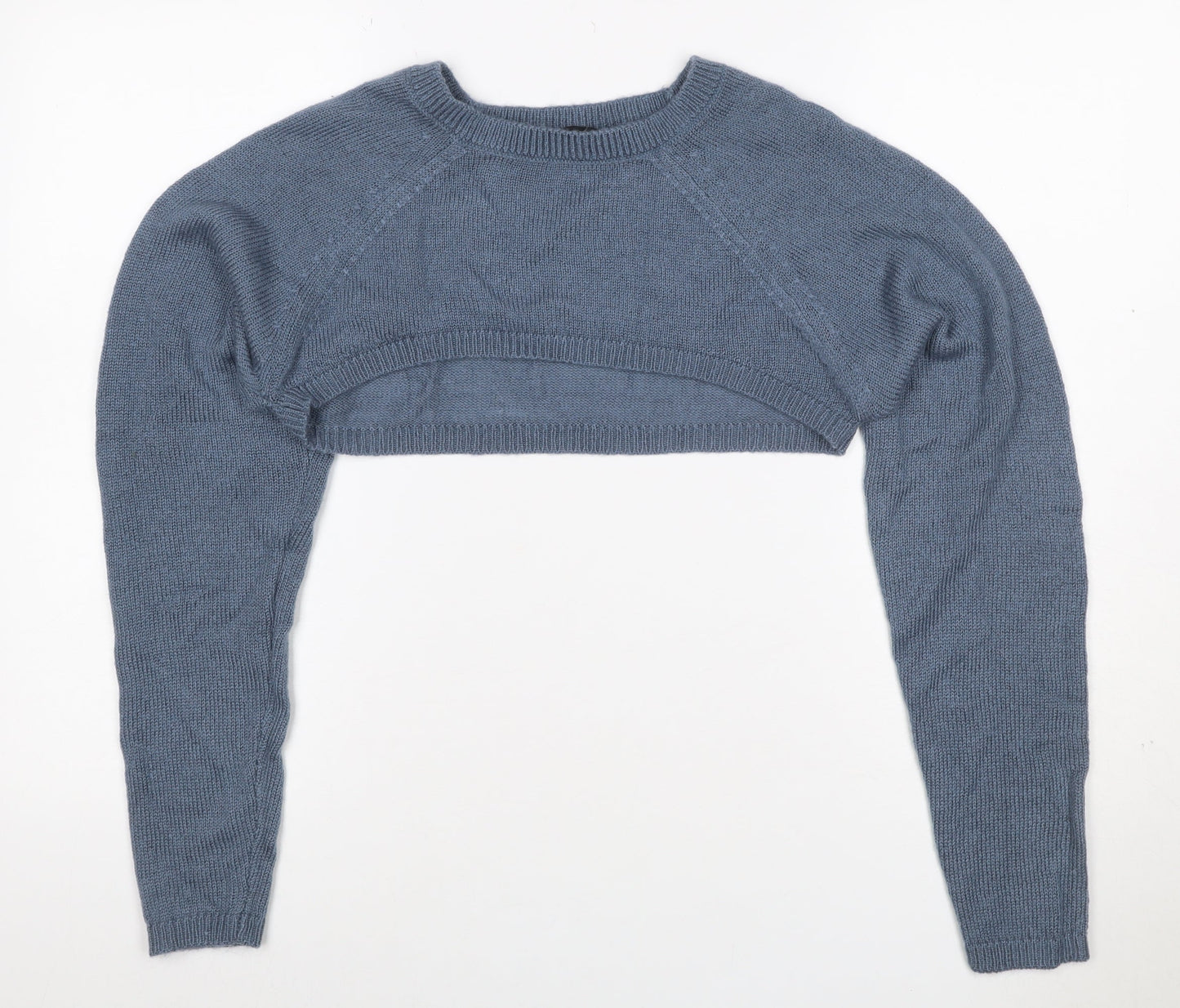 Yours Women Blue Crop Jumper UK 14-16 Acrylic Knit Crew Neck