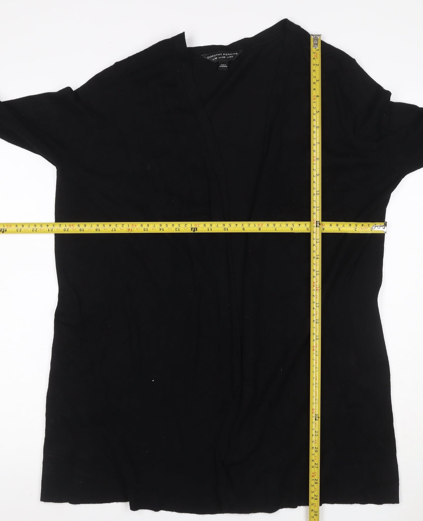 Dorothy Perkins Women Black UK 20 Open V-Neck Knit Cardigan