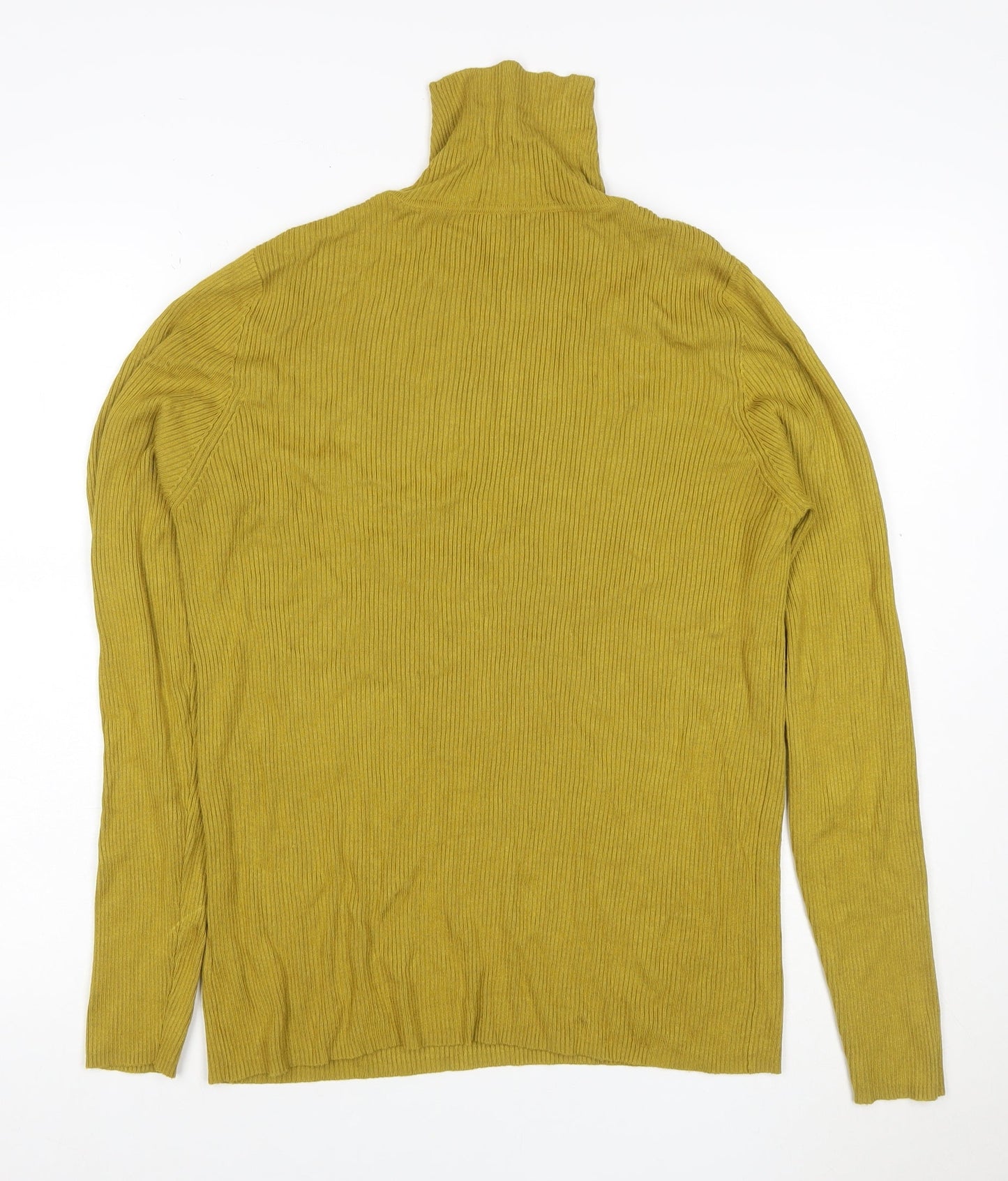 Marks & Spencer Women Green UK 18 Ribbed Roll Neck Long Sleeve Jumper