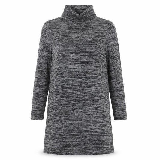 Marks & Spencer Women Grey Marl Size 10 Jumper Dress Roll Neck Stretch