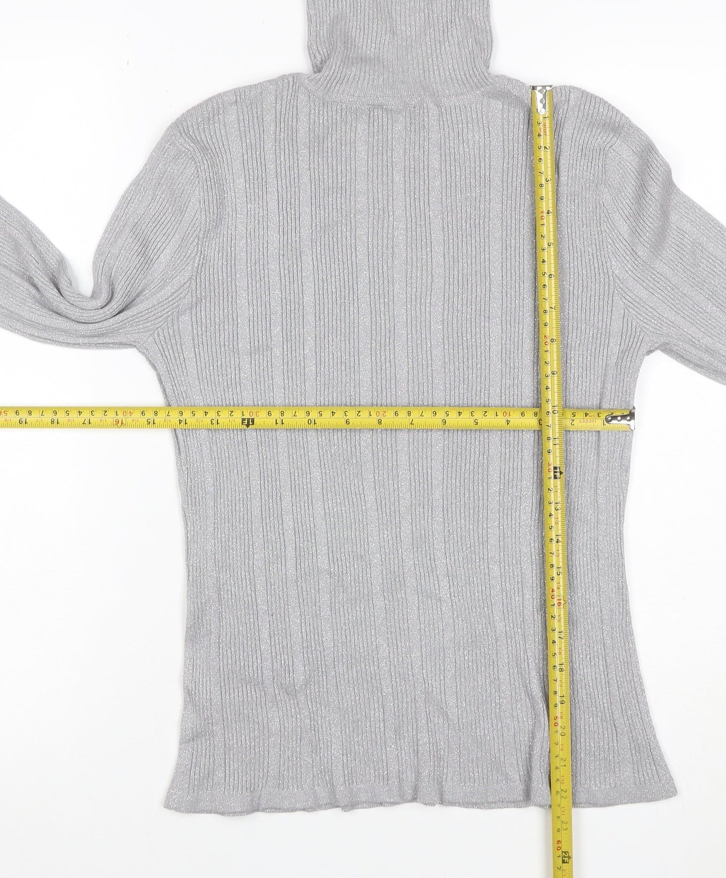 Worthington Women Silver L Ribbed Roll Neck Stretch Jumper
