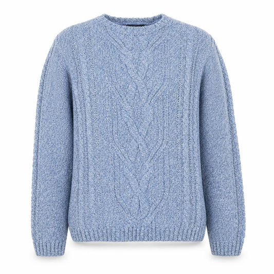 Lindor Petite Women’s Blue M Cable Knit Cotton Blend Jumper