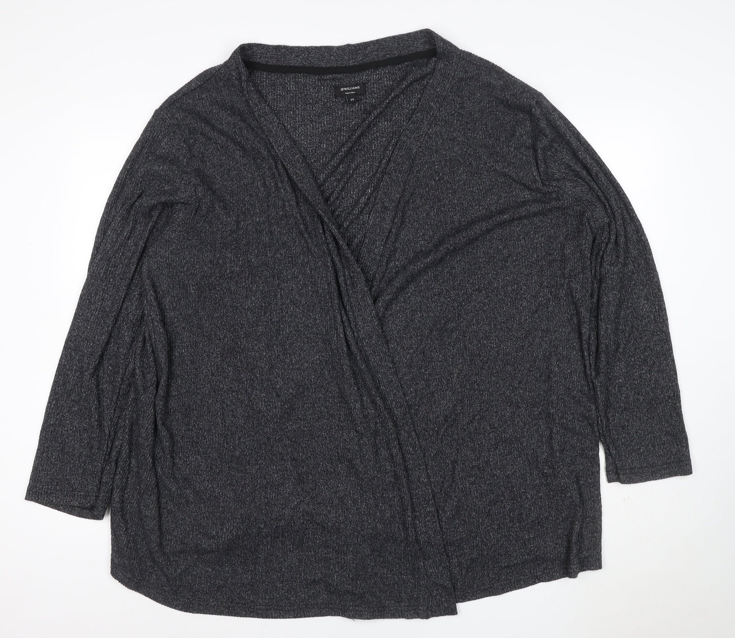 JD Williams Women Black Size 24 Wrap Cardigan V-Neck 3/4 Sleeve