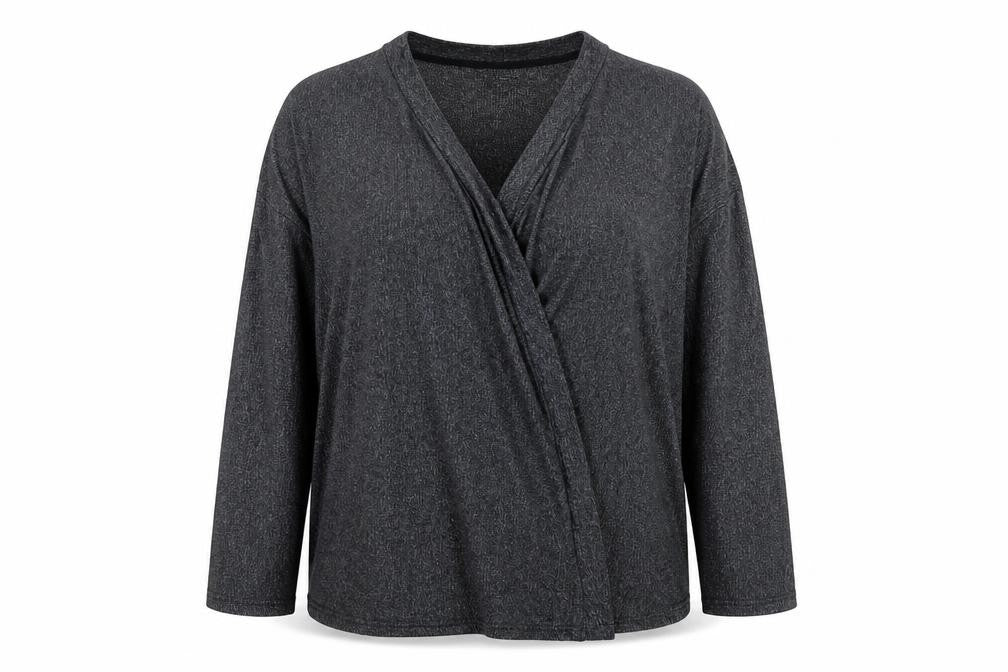 Front view of JD Williams Women Black, size 24, Wrap Cardigan V-Neck 3/4 Sleeve