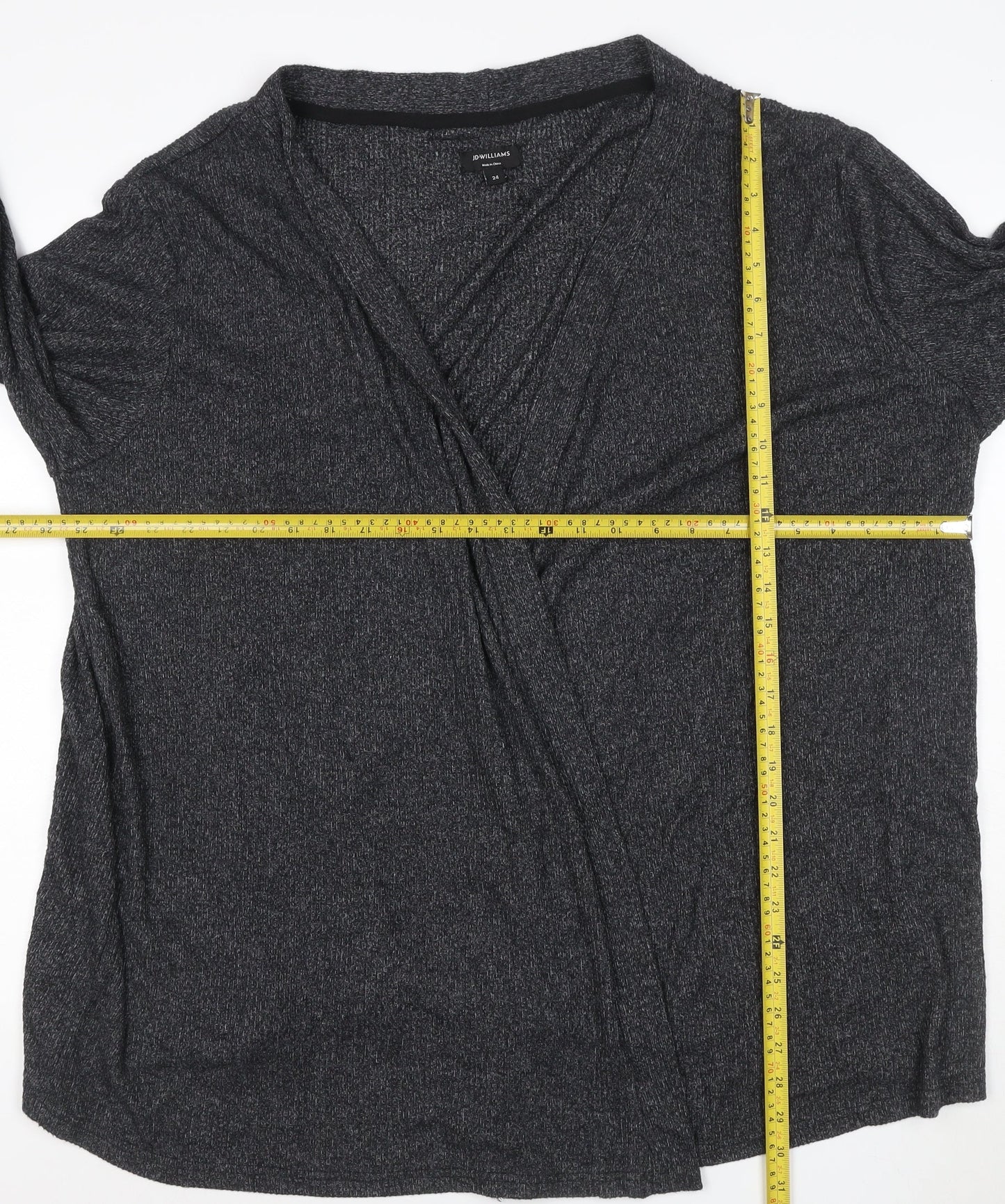 JD Williams Women Black Size 24 Wrap Cardigan V-Neck 3/4 Sleeve