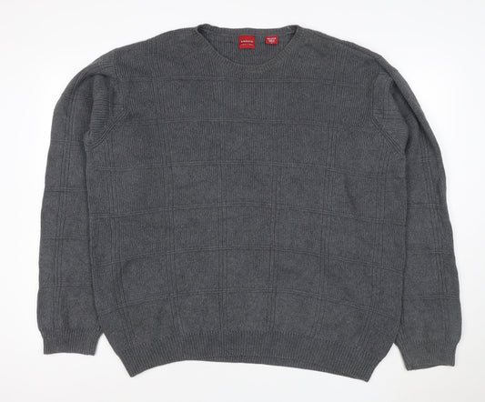 Arrow USA 1851 Men's Grey L Crew Neck Geometric Cotton Jumper