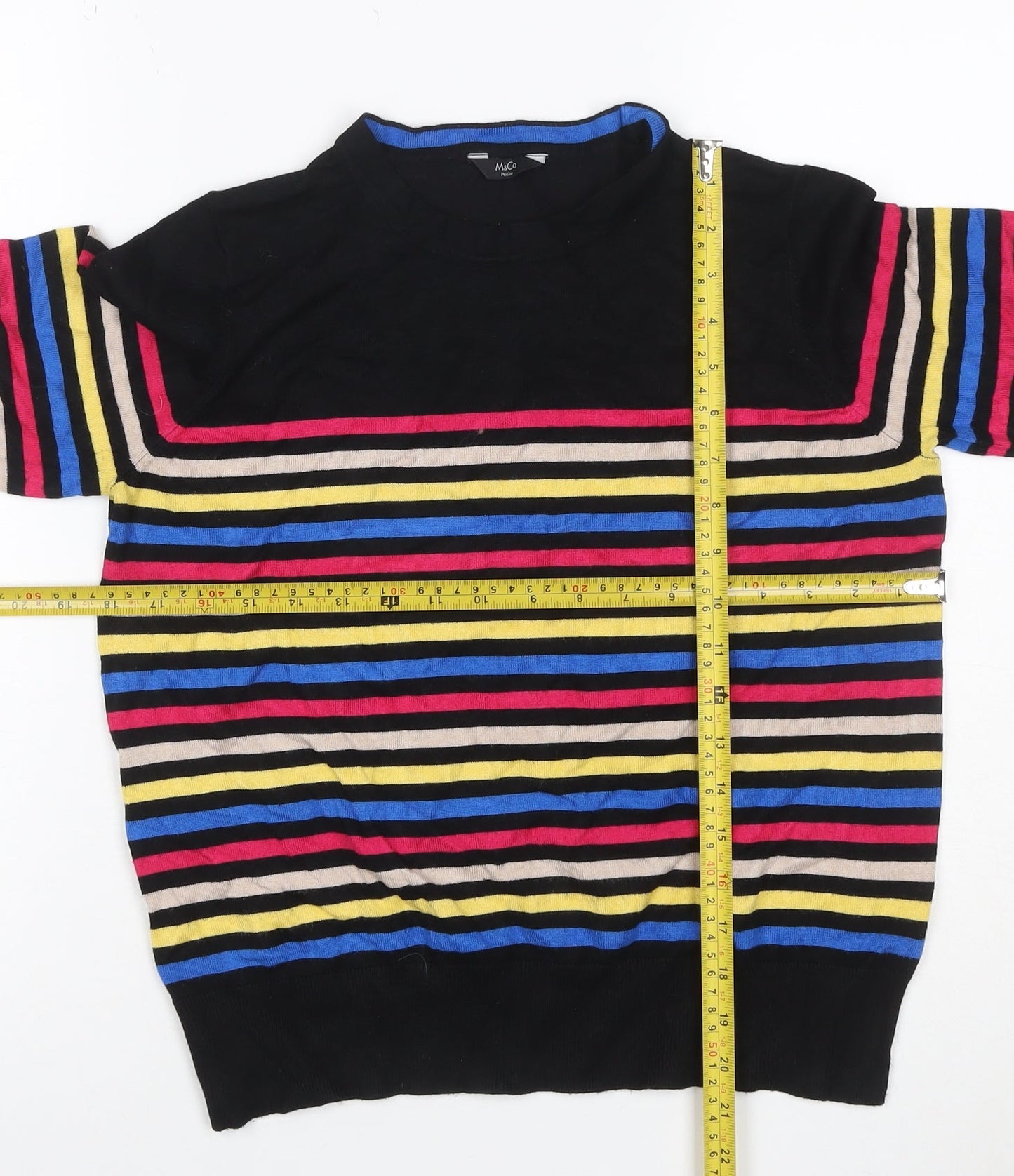 M&Co Petite Women’s Multicoloured Striped Knit Jumper UK 14