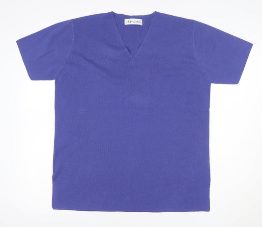 Berkertex Women Purple UK 16 V-Neck Short Sleeve Knit Top