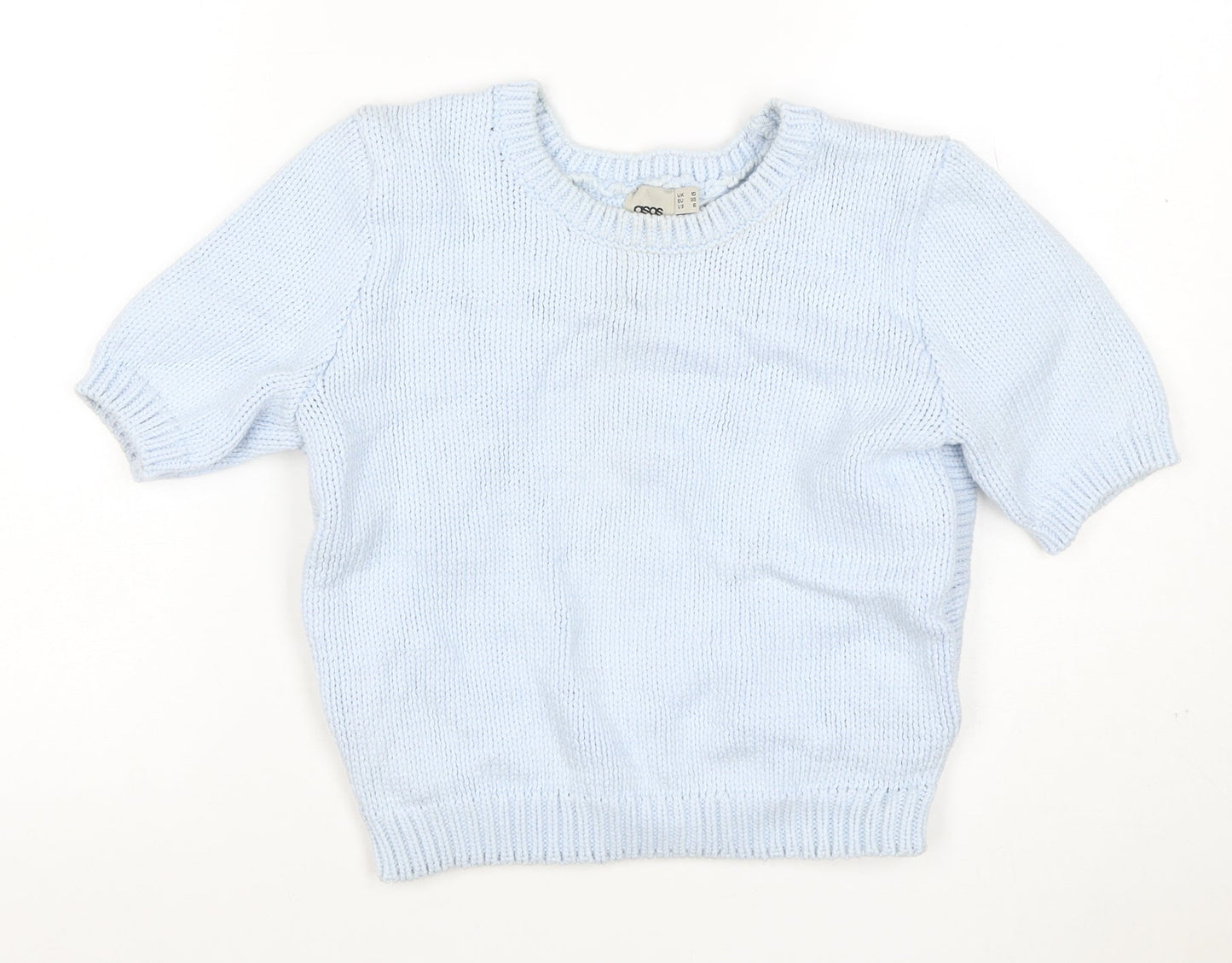 ASOS Women Blue UK 10 Chunky Knit Short Sleeve Crew Neck Jumper