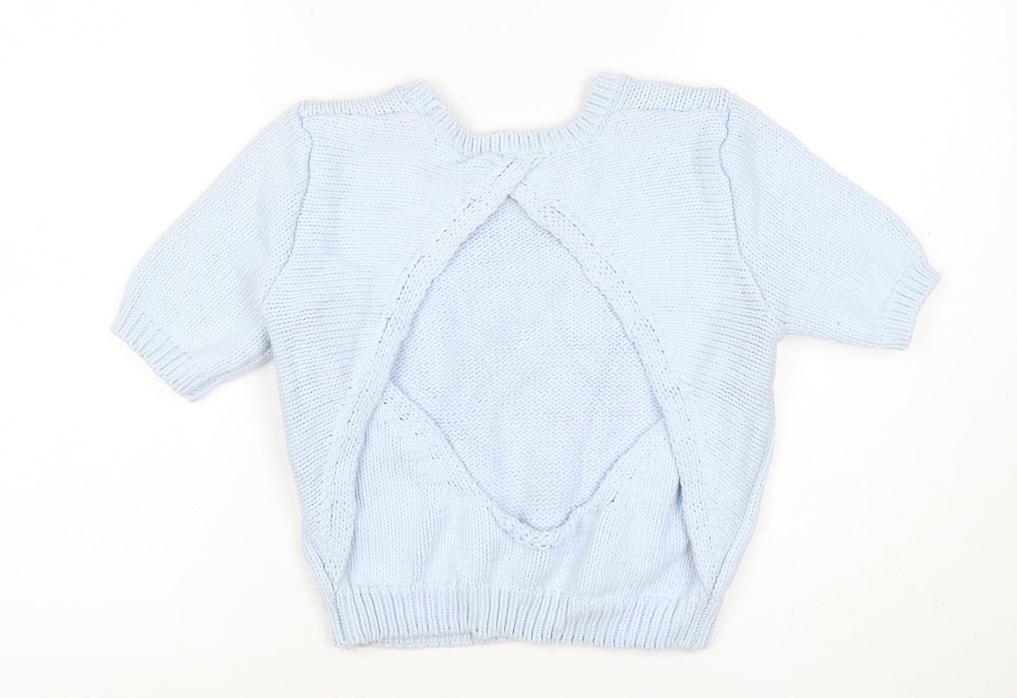 ASOS Women Blue UK 10 Chunky Knit Short Sleeve Crew Neck Jumper
