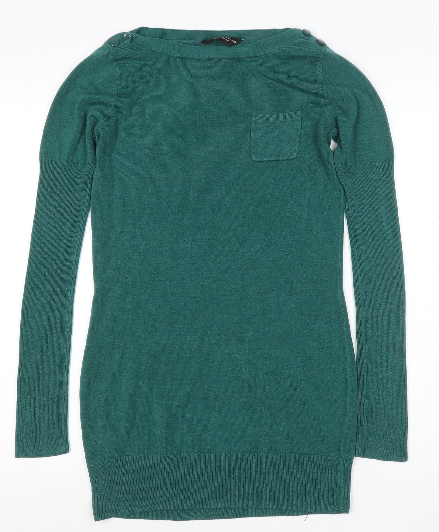 Dorothy Perkins Women Green UK 10 Knit Jumper Dress Pocket