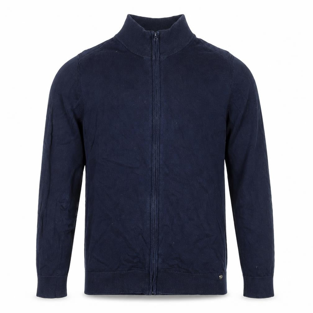 Indicode Men’s Blue M Full Zip High Neck Cotton Blend Jumper